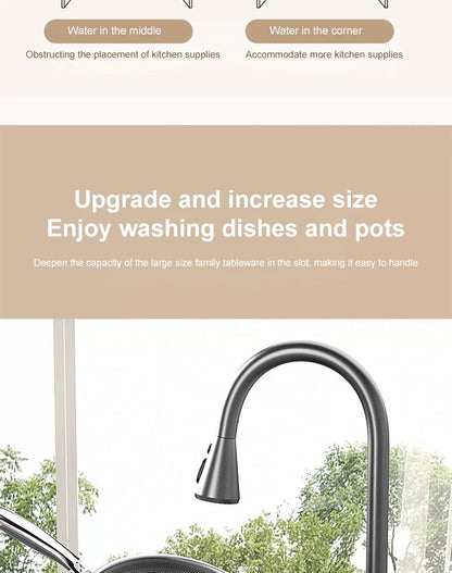 Large Single Slot Embossed Stainless Steel Waterfall Kitchen Sink  Household Wash basin Dishwashing  Sink For Kitchen