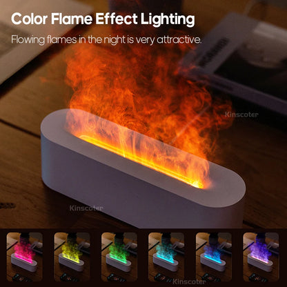 KINSCOTER Realistic Colorful Flame Aromatherapy Diffuser Aroma Essential Oil 150ml USB Air Humidifie Purifier Air Freshener.