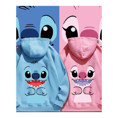 Stitch Hoodie Disney Autumn and Winter Cartoon Anime Long Sleeved Loose Fitting Clothes Couple Outfit Jacket.