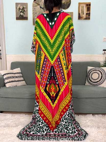 Muslim 2025 New Fashion Sets Abayas For Women Cotton Printed Loose Fit Femme Robe Afircan Islam Dress With 160x80cm Shawl Scarf.