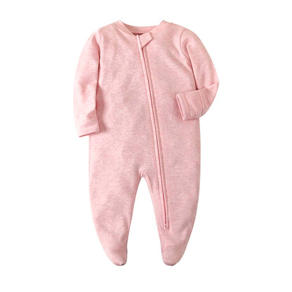 Frühling Neugeborenen Footed Pyjamas Zipper Mädchen und Jungen Strampler Langarm 0-12 Monate Baby Kleiden Overall Baumwolle Solide weiß Mode.