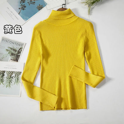 JMPRS Rollkragenpullover Frauen Mode Einfache Winter Pullover Jumper Hohe Elastische Gestrickte Herbst Weibliche Grundlegende Tops Casual Bluse