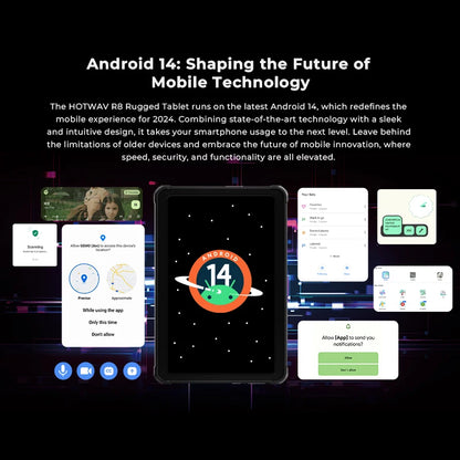 HOTWAV R8 Rugged Tablet 10.1'' HD+ Display 10800mAh Massive Battery Pad Android 14 OS Octa-core 4GB 128GB Tablet PC Global.