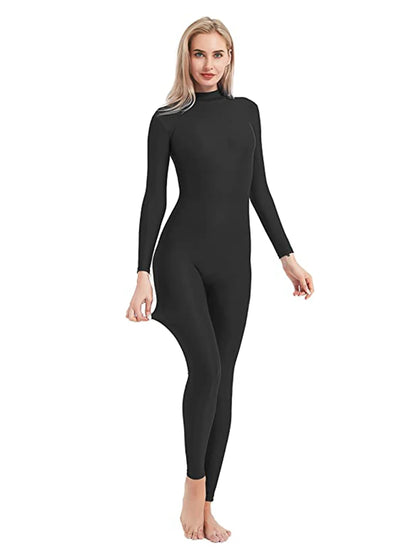 Unisex  Turtleneck Unitard Full Body Leotard  Long Sleeve Yoga Bodysuit Women Catsuit Daily Fitness Wear Cosplay Suits
