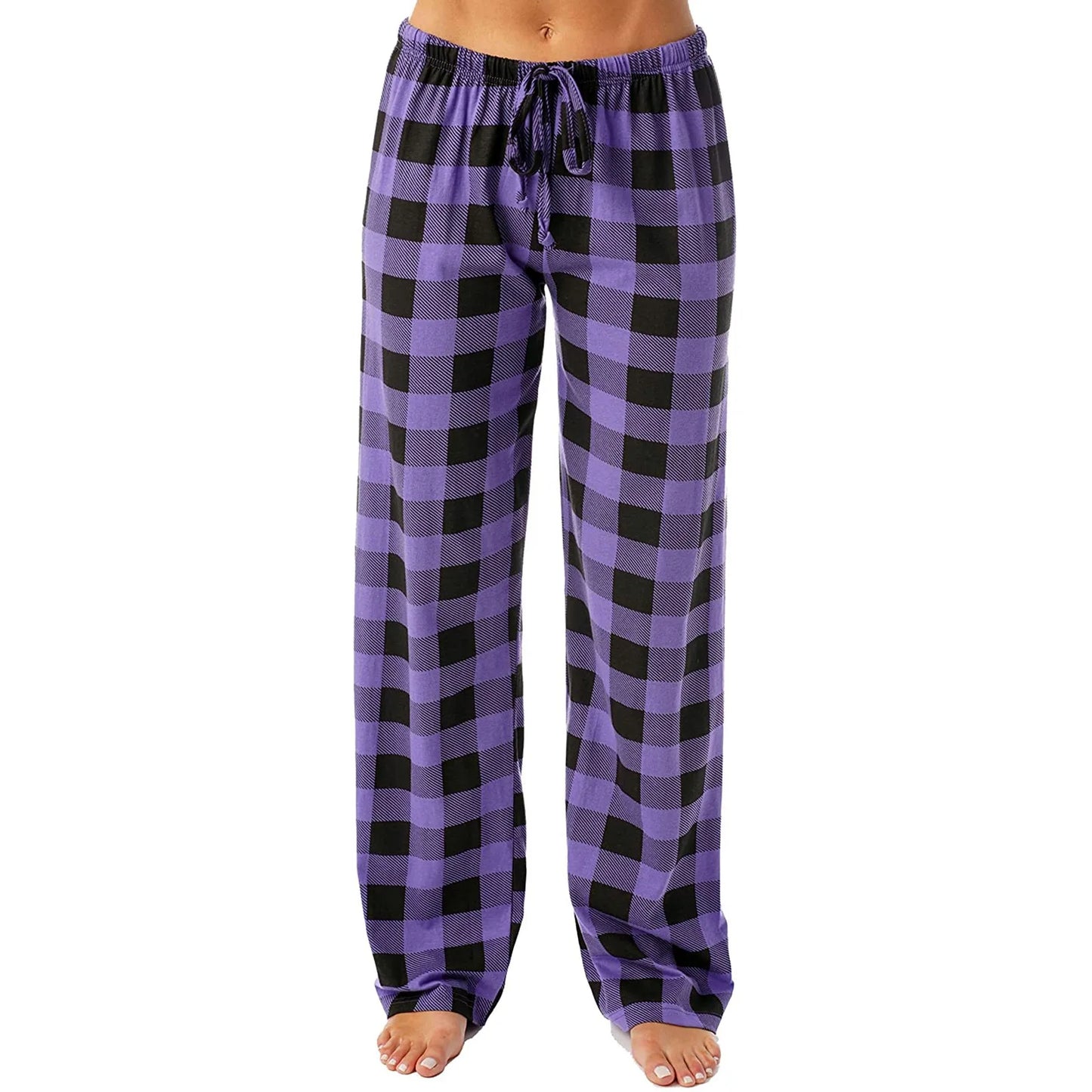 Frauen Weihnachten Pyjama Hosen Herbst Winter Plaid Gedruckt Hosen Mode Lässig Breite Bein Hosen Kleidung Streetwear