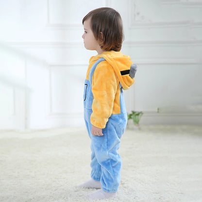 Sully Kigurumis Baby Mädchen Kleidung Stram pler Winter weich warm Säugling Jungen Bodysuit Cosplay Pika Kapuze Reiß verschluss Overalls.