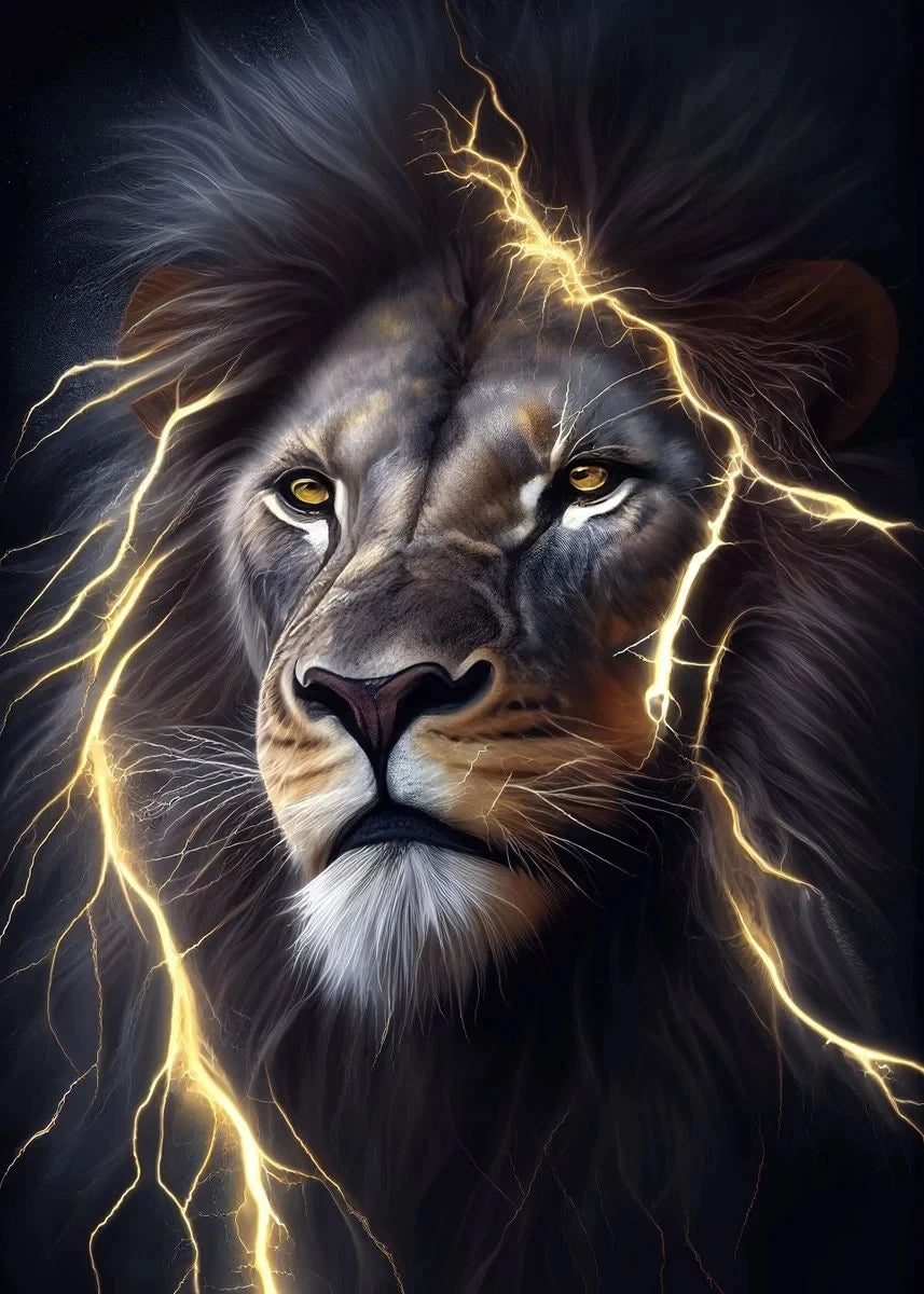 Black and Golden Light Lion Posters Modern Animal Canvas Painting Picture  Wall Art for Living Room Home Decoration No Frame.
