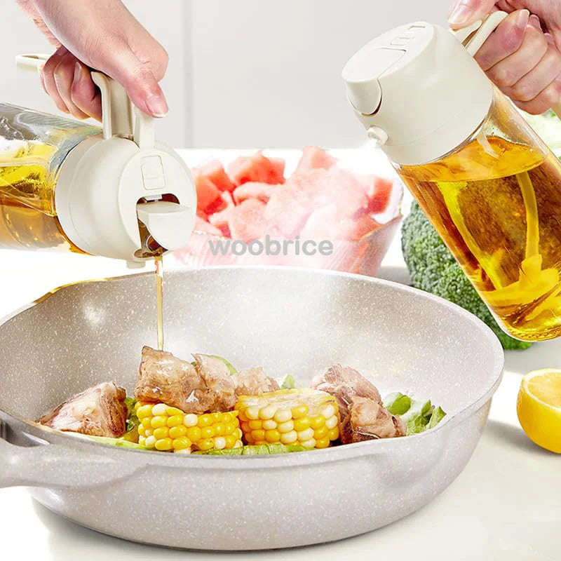 2in1 Kitchen Spray Oil Dispenser Oil Sprayer Polisher or Oil Brush for Air Fryer Salad Grilling Roasting Cooking Kitchen Acceeso.