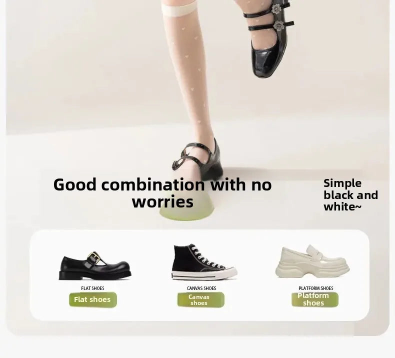 Women's Mid-calf Thin Transparent Stockings Summer Leggings Pure Desire Style Black White Color Half-Transparent Long Tube Socks.