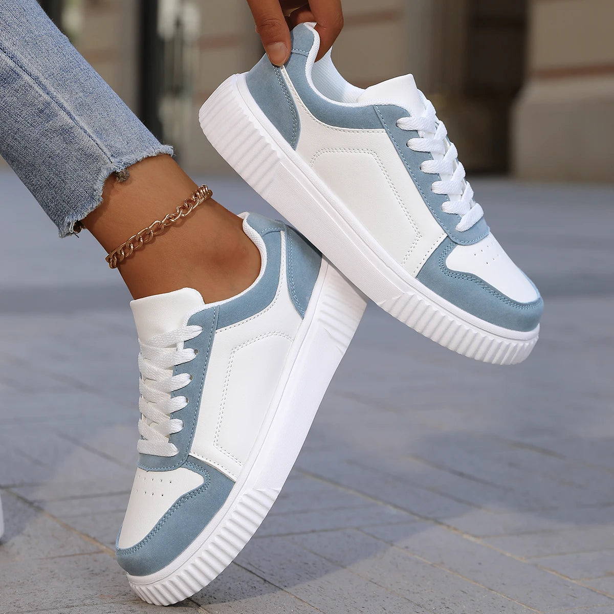 YRZL Womens Sneakers Autumn White Shoes Lightweight Thick Sole Non Slip Skatebaord Shoes Unisex Casual Sports Shoes for Man.