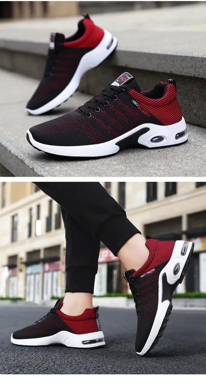 2025 New Men Sneakers Breathable Lace-Up Running Shoes Men Outdoor Walking Shoe Mesh Flying Woven Anti Slip Sports Shoes for Men.