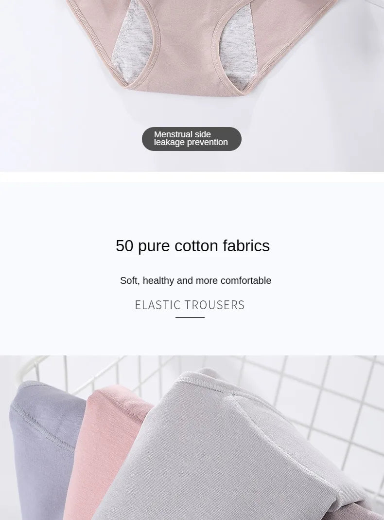 3PCS/set Women's menstrual briefs large flow postpartum water absorption leakproof briefs women's pure cotton menstrual briefs.