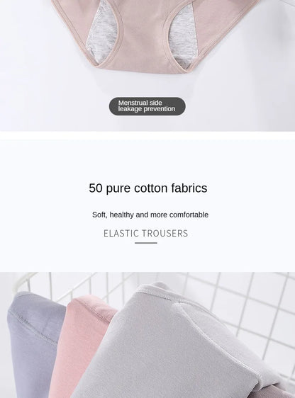 3PCS/set Women's menstrual briefs large flow postpartum water absorption leakproof briefs women's pure cotton menstrual briefs.