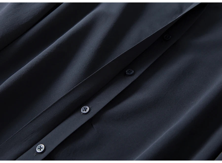 SuyaDream Damen-Seidenhemden, 100 % echte Seide, solide, langärmelige, schicke Blusen mit Knöpfen, 2025, Frühling, Sommer, Büro-Dame-Top, Weiß