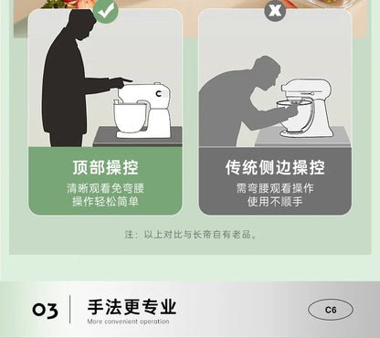 Premium Food Mixer with Dual Blades, Automatic Kneading Large Touchscreen and DC Motor for Quiet Operation 220V.