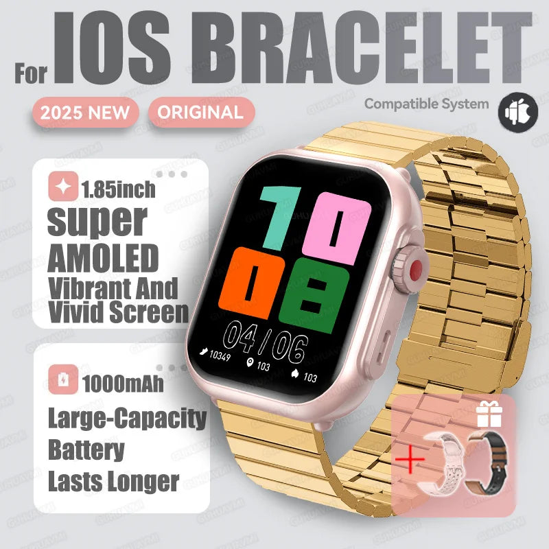 2025New For XIAOMI IOS Watch Ultra2 Smart Watches Women 1000mAh 1.85" AMOLED Full Touch Screen BT Call Ladies Fashion Smartwatch