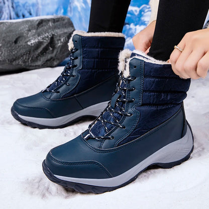 Snow Boots Woman Flat Woman Shoes Lace Up Women Shoes Solid Ankle Boots Warm Lightweight Women's Winter Boots Botas Mujer.