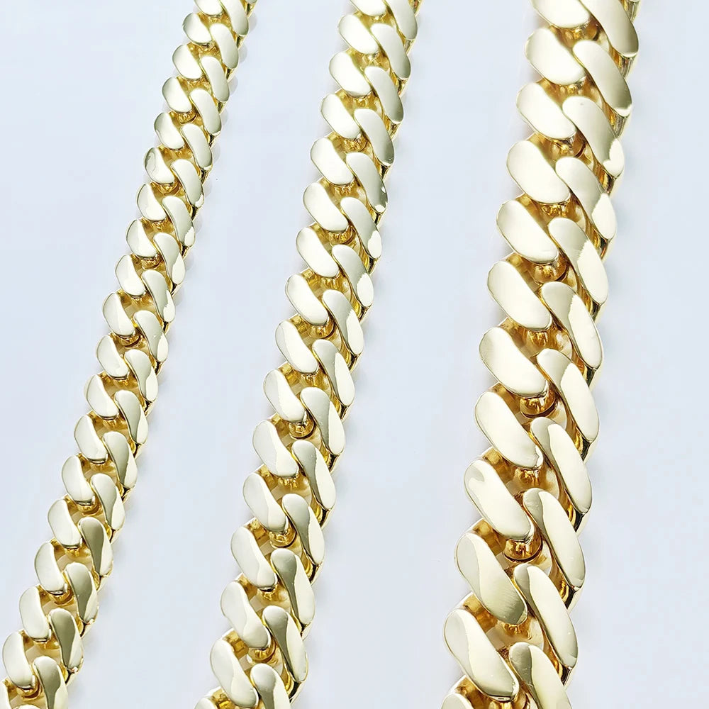 6/8/10/12/15/20mm Monaco Cuban Chain Necklace Hip Hop 14k Gold Plating Cuban Chain Bracelet Hip Hop Jewelry