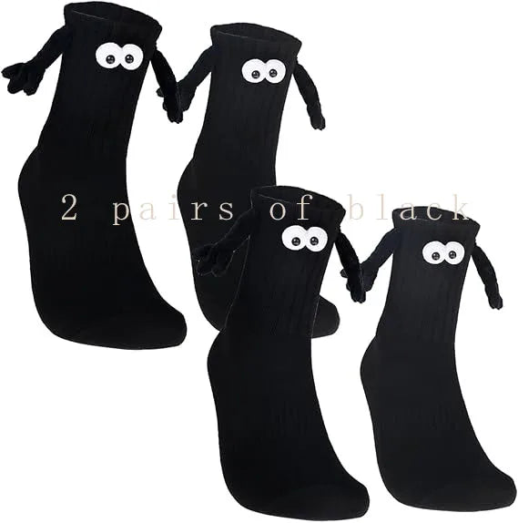 Funny Adult Socks Magnetic Hand in Hand Solid Color Cartoon Couple Socks Holiday Party Gifts for All Seasons
