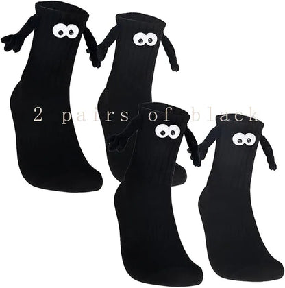 Funny Adult Socks Magnetic Hand in Hand Solid Color Cartoon Couple Socks Holiday Party Gifts for All Seasons