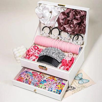 1150-Pcs Hair Clip Pearl Shark Fin Hair Grips Elastic Band Seamless Hair Bands Hair Ties Hair Accessories Gift Box Set