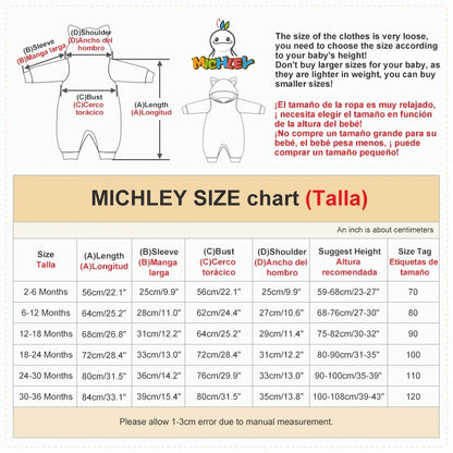 MICHLEY Winter Baby Strampler Mit Kapuze Flanell Cosplay Kleinkind Infant Kleidung Insgesamt Bodys Overall Kostüm Für Kinder Mädchen Junge.