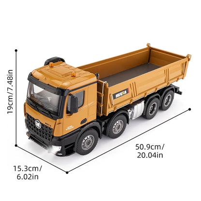 Huina Large 50Cm Rc Dump Truck 1536 12Ch 1/14 Alloy Remote Control Engineering 8Wheel Heavy-Duty Dump Truck Cargo Model Boy Gift.