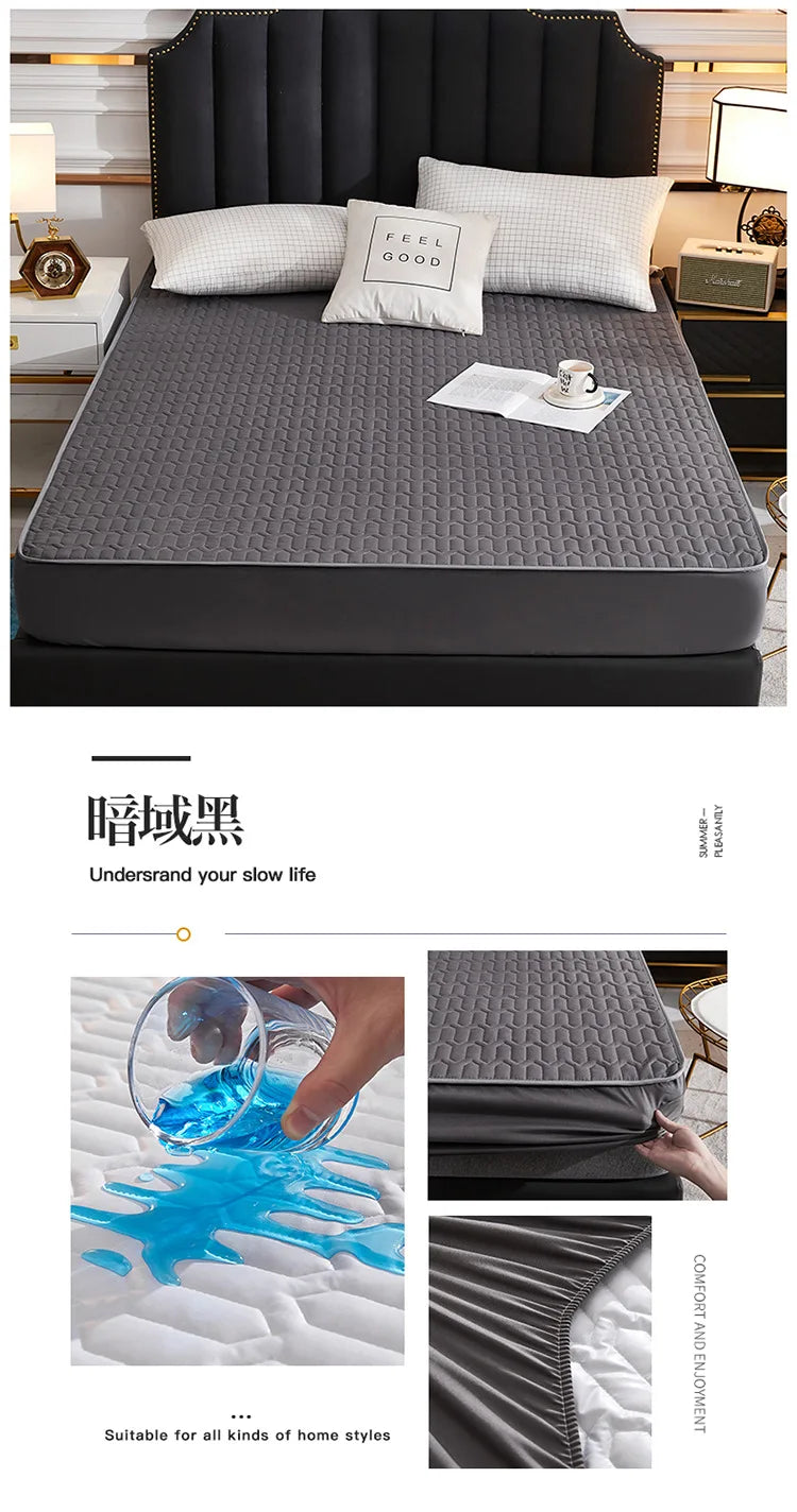 Waterproof Thicken Mattress Cover Quilted Latex Mat Bed Covers Pad Skin-Friendly Fitted Sheet Protector Bedspread150/160/180x200