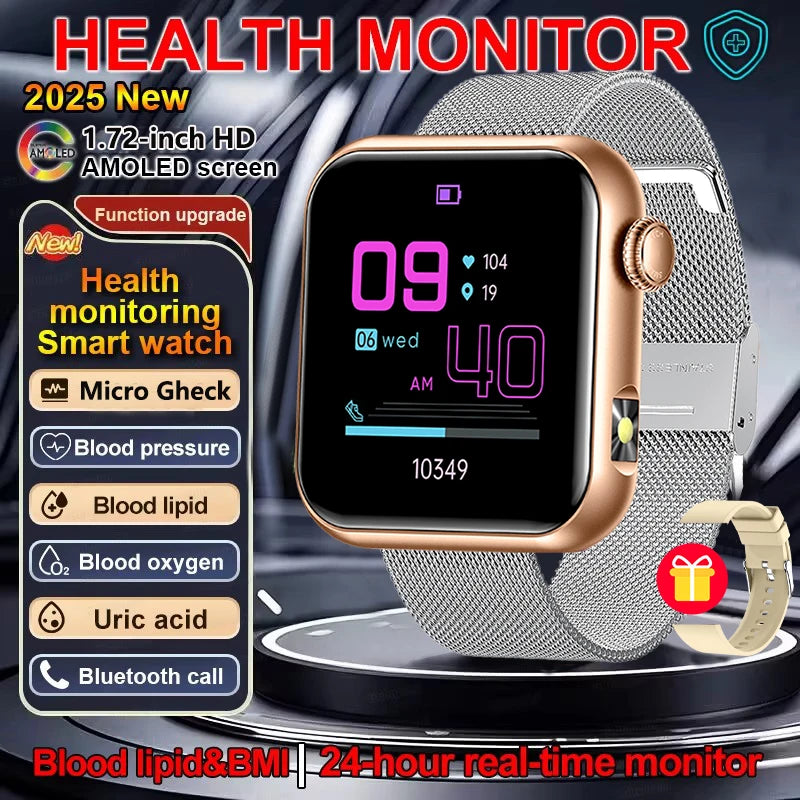 2025 New LED Women AI Smart Diagnosis Smart Watch HRV+PPG Blood Pressure Blood oxygen Health monitor IP68 NFC Smartwatches ﻿