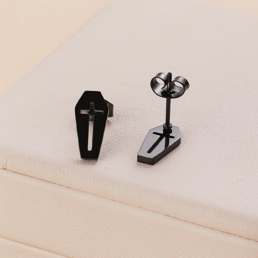 Stainless Steel Halloween Ghost Cat Stud Earrings For Women Girls Gold Color Waterproof Fashion Ear Party Jewelry Gift Wholesale