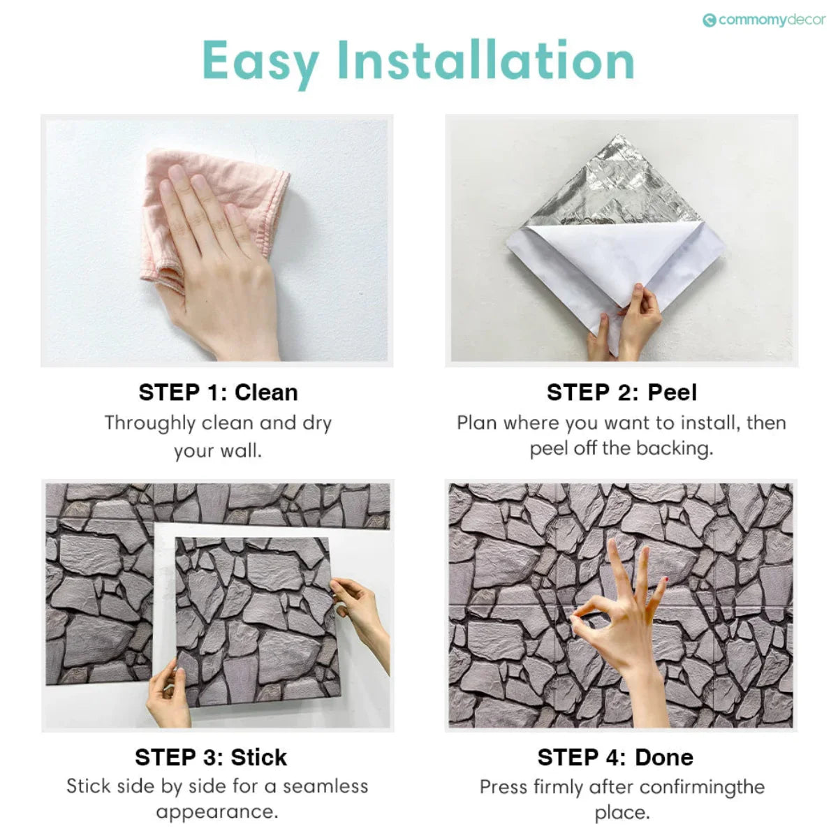 1/10pcs 3D Faux Stone Peel and Stick Wall Panel Self Adhesive Kitchen Tile Backsplash 3D Wall Sticker Tile Sticker 30cm x 30 cm