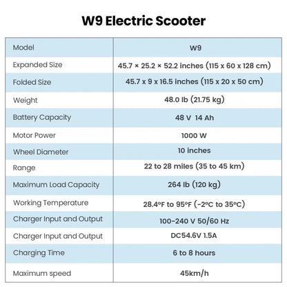 ISCOTER W9 Electric scooter 1000W engine 48V14AH battery foldable E-type scooter 10-inch pneumatic tire adult electric scooter