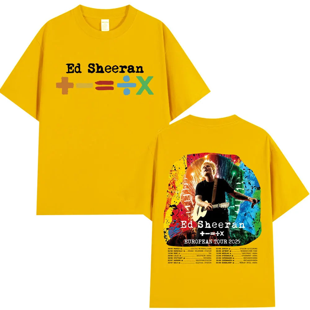 Ed Sheeran European Tour 2025 T Shirts Men Women Clothing Summer Cotton Casual Short Sleeve T-shirt Fashion Oversized Tee Shirt.
