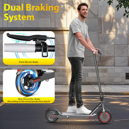 Dual Brake Electric Scooter with Seat Storage Bag 350W Powerful Motor Fast Speed 31KM/H on APP 36V 8.5 Inch Tire Adults Escooter.