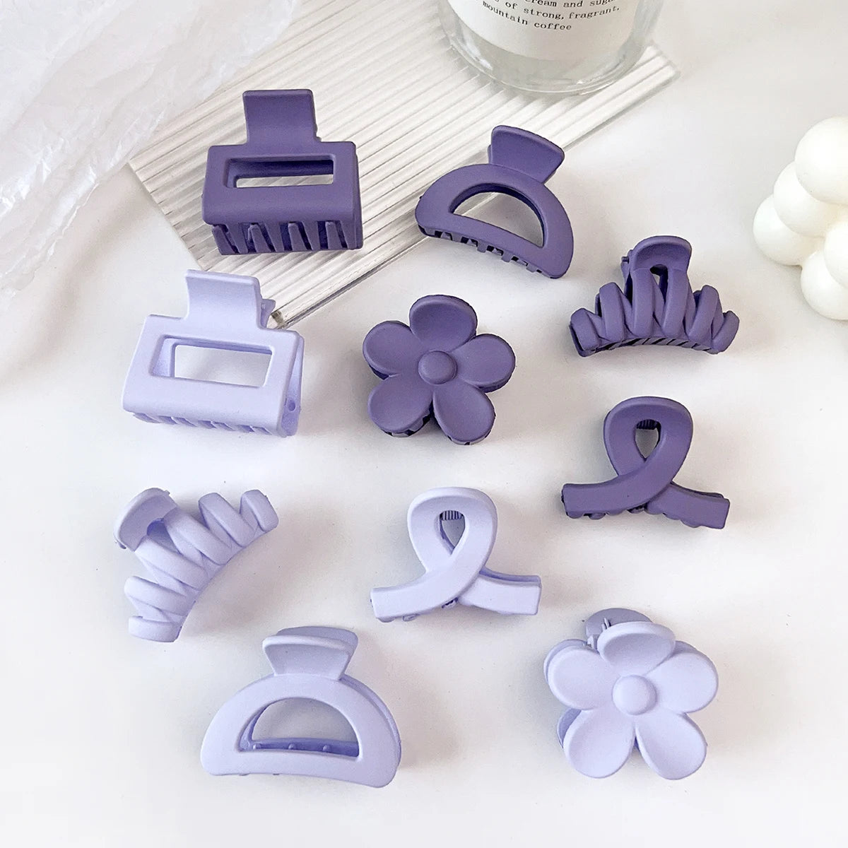 10 Pcs Pink Small Claw Clips Set,Matte Tiny Flower Jaw Clips for Women Girls,5 Style Nonslip for Thin Medium Fine Hair.