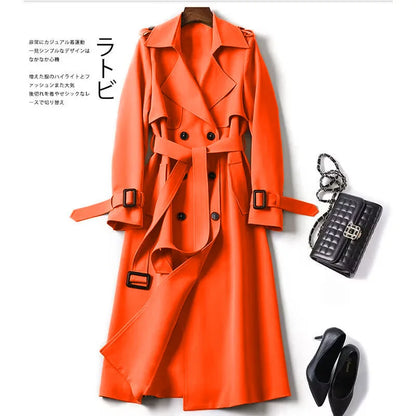 Herbst Winter Langarm Graben Mantel Für Frauen 2024 Mode Lose Büro Dame Lange Outer Jacke Mäntel Weibliche Kleidung