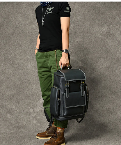 Vintage Crazy Horse Echtes Leder Rucksack Männer Leder Bagpack Klettern Rucksack männlichen Große Wandern Rucksack M814