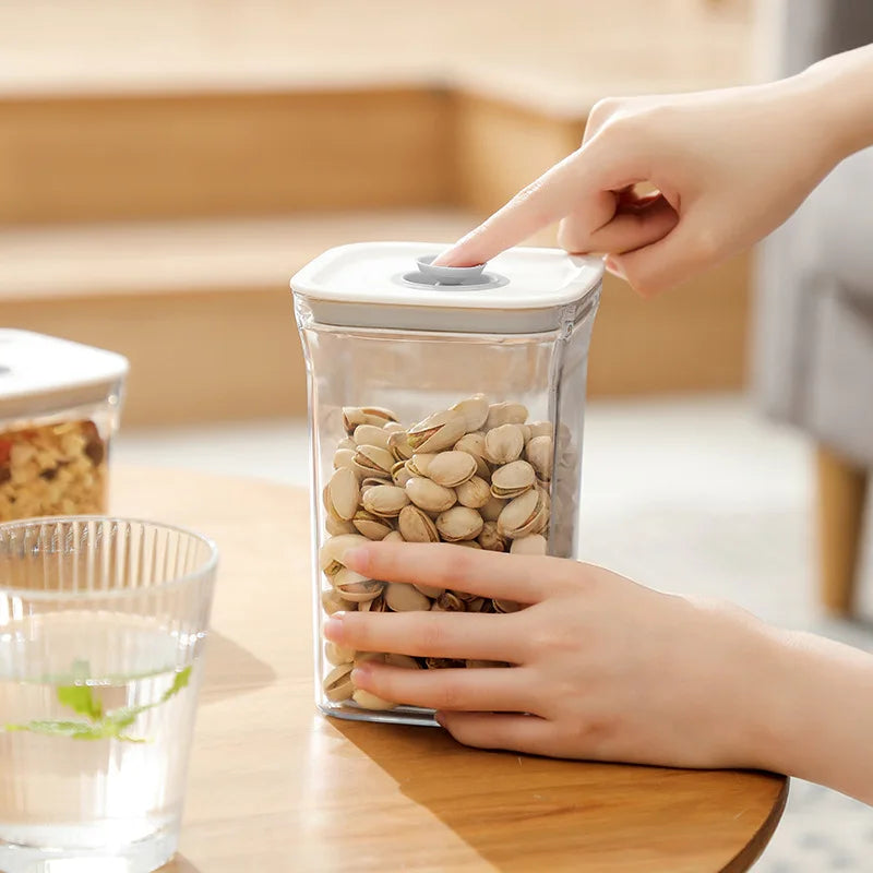 Square Hermetic Spices Candy Jars Kitchen Clear Food Storage Container Plastic Cereals Organizer Boxes Refrigerator Organizer.