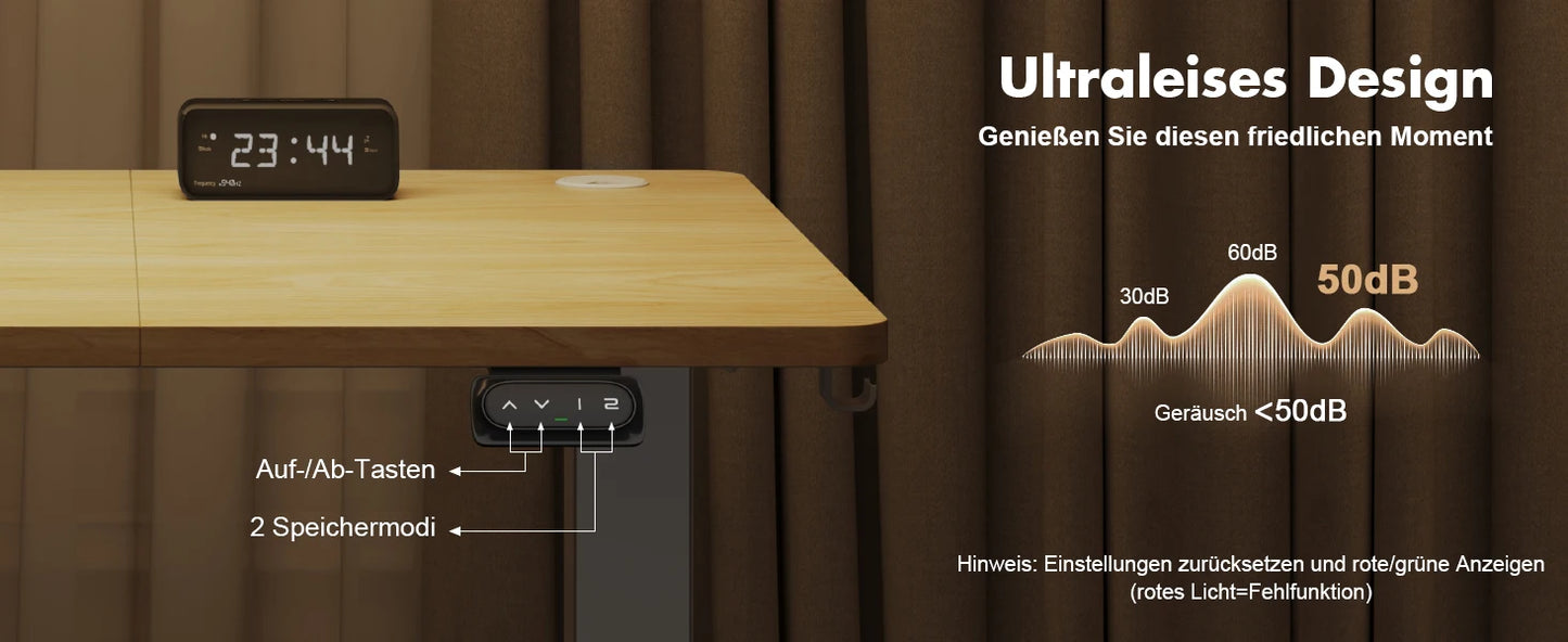 Devoko Höhenverstellbarer Schreibtisch Elektrischer mit Tischplatte 140x60cm Höhenverstellbarer Tisch Stehschreibtisch
