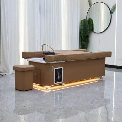 Elektrisches Lift-Shampoo-Bett, All-in-One-SPA-Salonmöbel mit Massage- und Wassercirculation, Waschbecken, Kopfbegasung und Fußbad