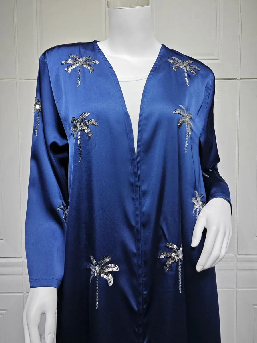 Women Eid Dubai Abaya Luxury Muslim Fashion Sequin embroidery Kimono Cardigan Long Dress Kaftan Robe Femme Islam Clothing Kebaya.