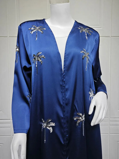 Women Eid Dubai Abaya Luxury Muslim Fashion Sequin embroidery Kimono Cardigan Long Dress Kaftan Robe Femme Islam Clothing Kebaya.