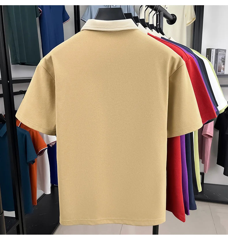 Designer brand fashion short sleeve polo shirt men luxury pony embroidery breathable summer color blocked high-end Paul T-shirt.