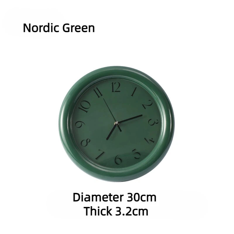 【 Epeiushome】 ins nordische minimalist ische Creme japanische Retro-Stil mollige runde Wanduhr