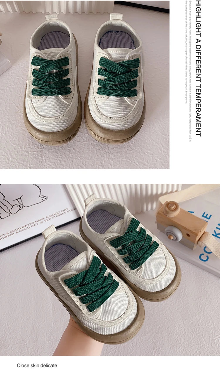 Children Fashion Versatile Soft Canvas Shoes Floral Print Casual Kids Shoes Drop Shipping Lace-up 2023 Spring New for Boys Flats.