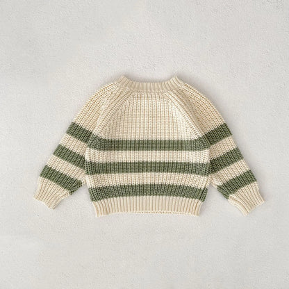 Baby-Pullover für Herren und Damen, neue Herbst-Stile für Säuglinge und Kleinkinder, gestreifte Strickoberteile und Hosen-Sets.
