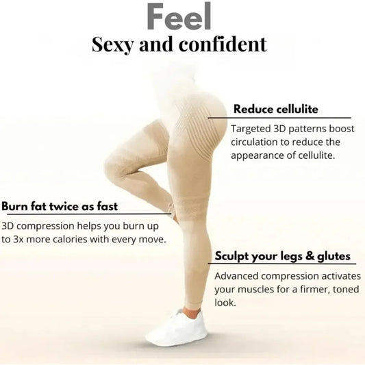 Slimove Cellulite 3D Leggings, High Waisted Butt Lifting Tummy Training Control, Anti Cellulite Legging for Gym Workout.