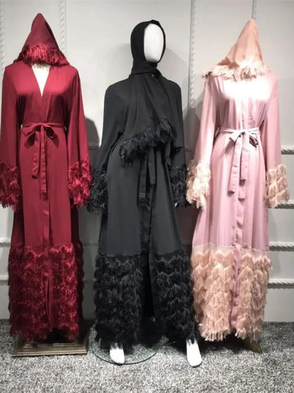 Ramadan Eid Pink Khimar Kimono Abaya Damen Dubai Luxury Islam Muslim Women Kebaya Kaftan Robe Musulmane Caftan Marocain Femme.