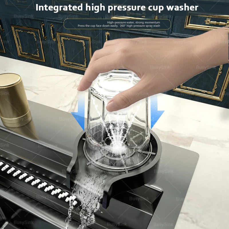 Stainless Steel Kitchen Sink Waterfall Outlet Faucet Multifunctional Large Single Slot Convenient Dishwashing and Vegetable Sink