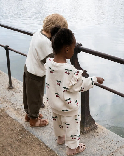 Konges Slojd AW Baby Girls Sweatshirts + Pants 2 Pcs Sets Lambswool Cherry Jackets Kids Clothes Girls Print Dresses Coats 1-9Yrs.